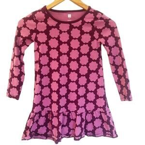 Tea Collection Cosmic Berry Floral Ruffle Dress sz 6 Girls Long Sleeve Dress